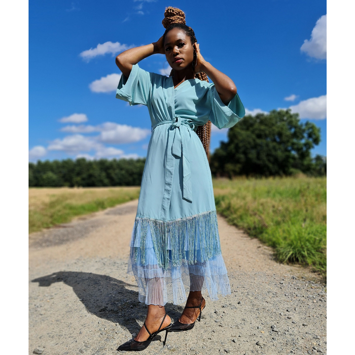Open Front Fringed Kimono