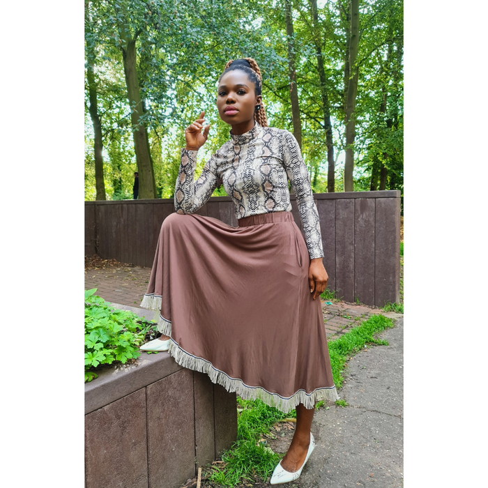 Plain Circle Midi Skirt with Pockets (4 Colors)