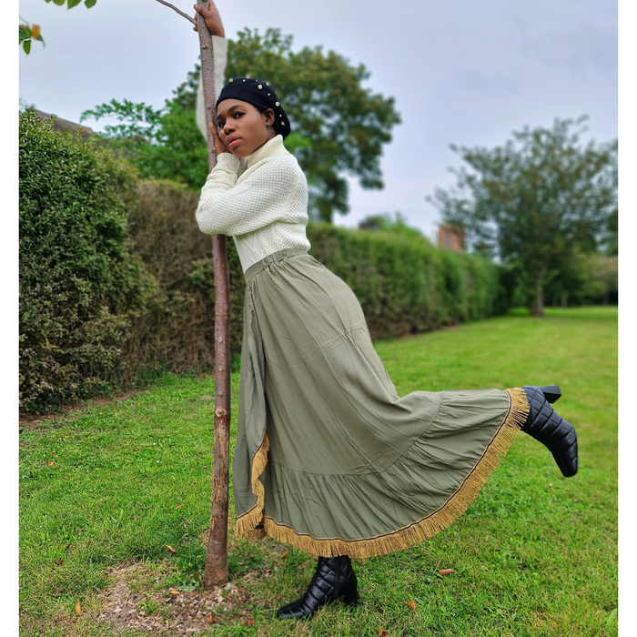 Wrap Front Maxi Skirt
