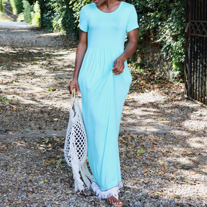 Short Sleeve Maxi Dress with Pockets
