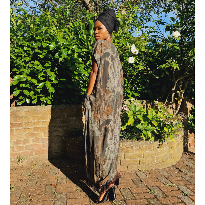 Camo Snake Print Maxi Dress with Pockets