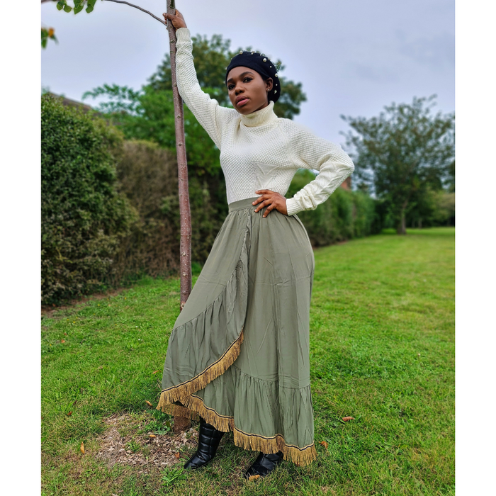 Wrap Front Maxi Skirt