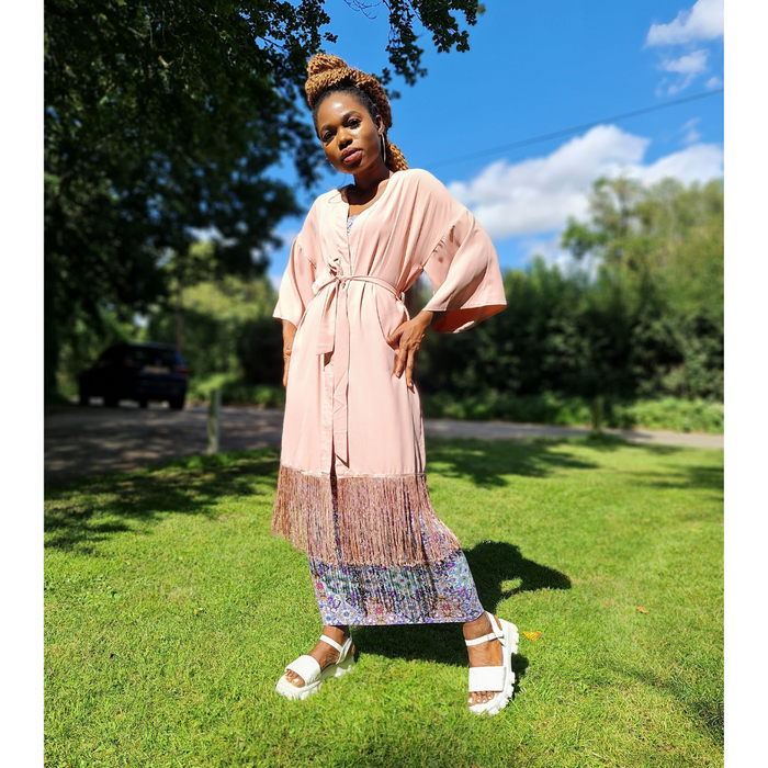 Open Front Fringed Kimono