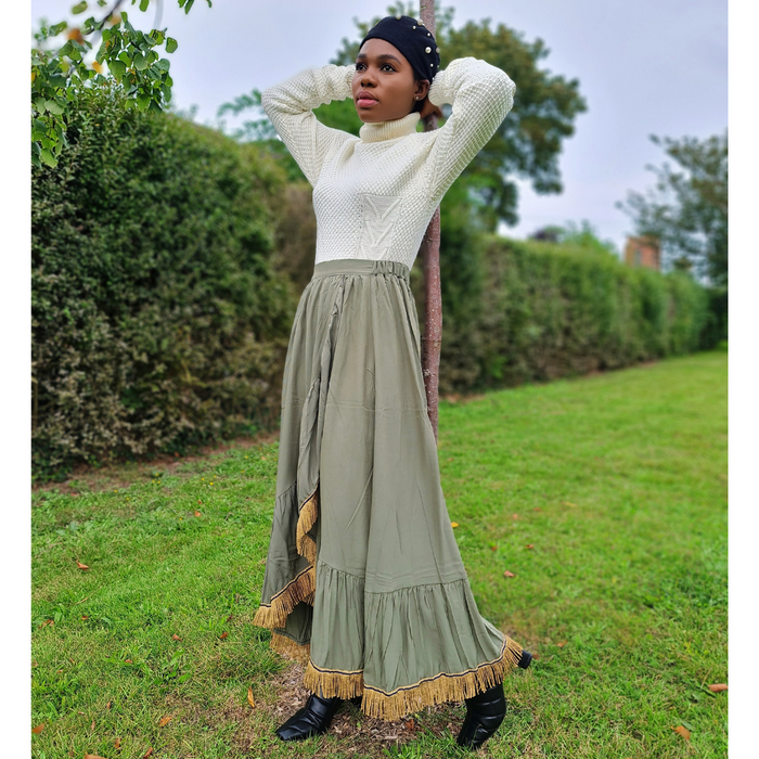 Wrap Front Maxi Skirt
