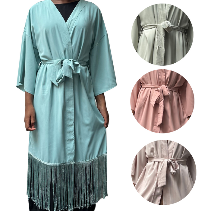 Open Front Fringed Kimono