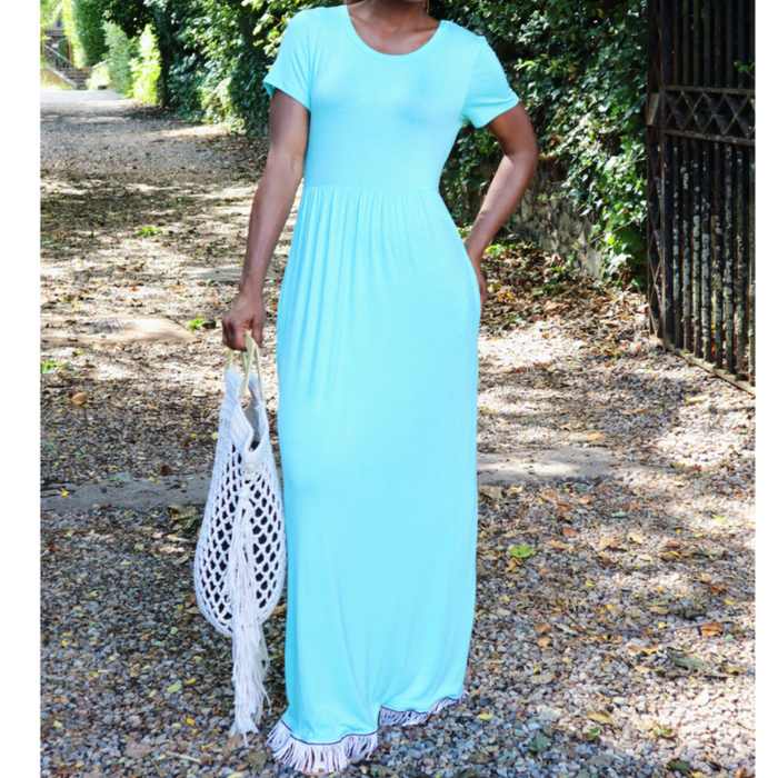 Short Sleeve Maxi Dress with Pockets