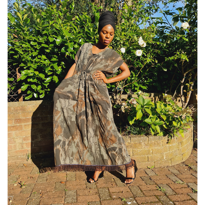 Camo Snake Print Maxi Dress with Pockets