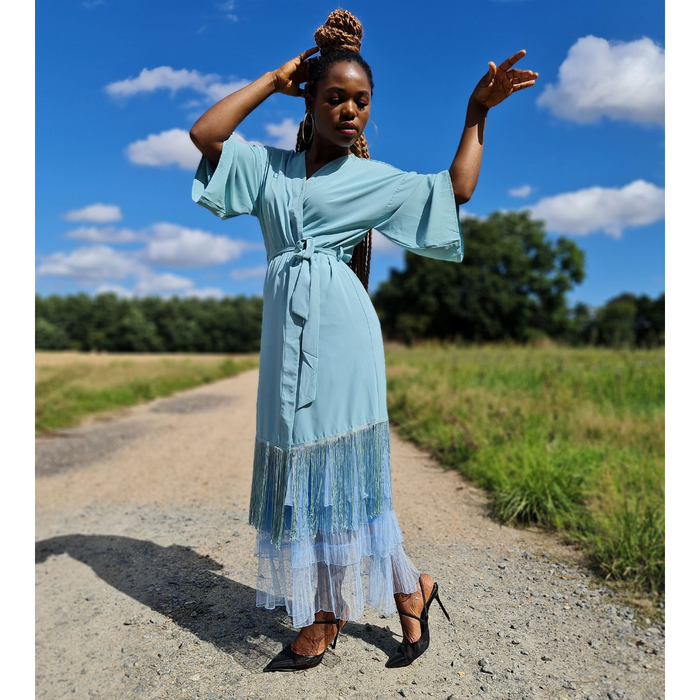 Open Front Fringed Kimono
