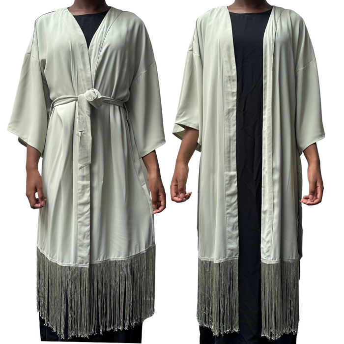 Open Front Fringed Kimono