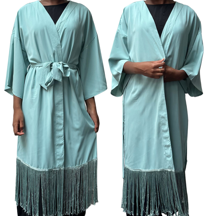Open Front Fringed Kimono