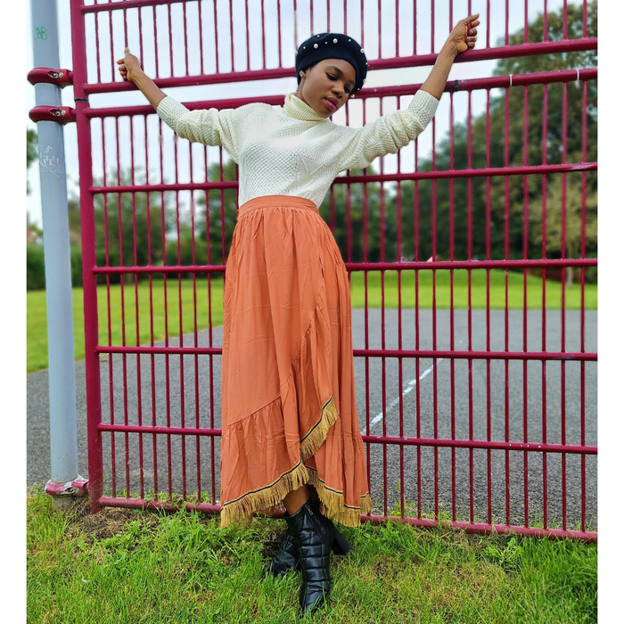 Wrap Front Maxi Skirt