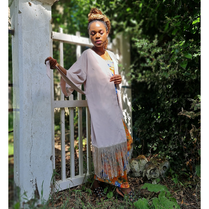 Open Front Fringed Kimono