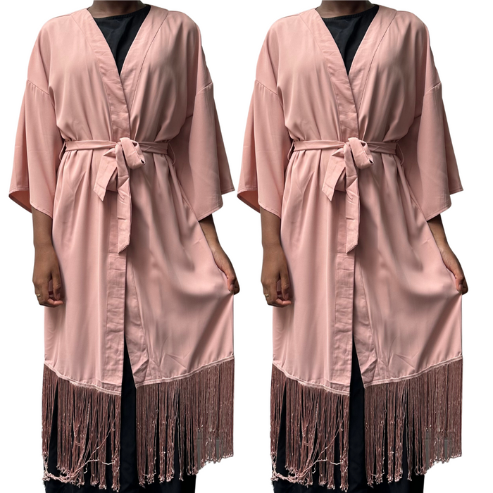 Open Front Fringed Kimono