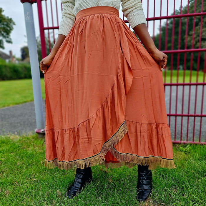 Wrap Front Maxi Skirt