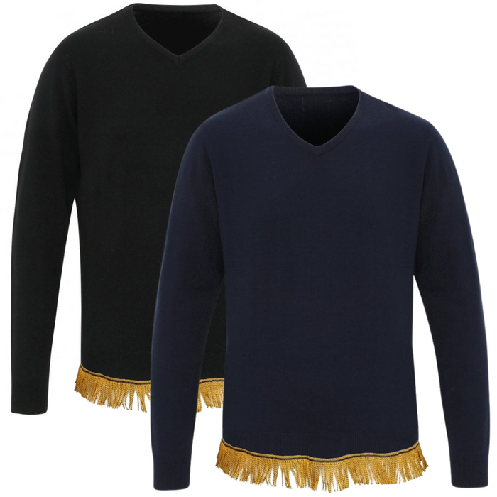 Men's Acrylic V-Neck Sweater with Fringes