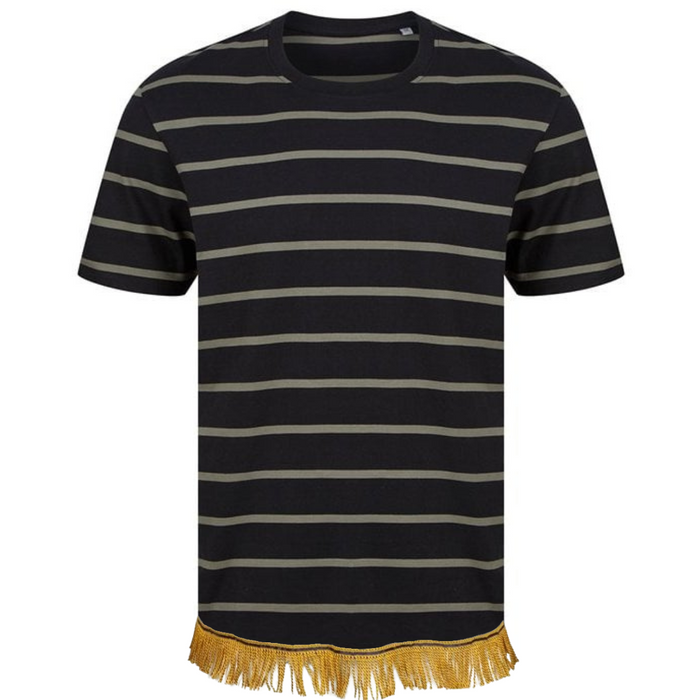 Men's Jersey Striped Fringed T-Shirt