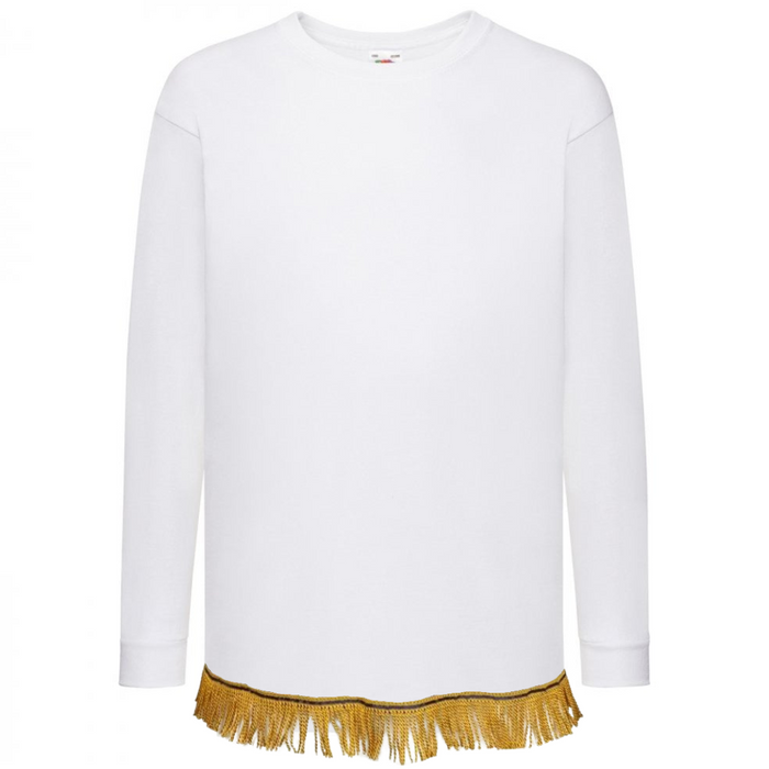 Children's Plain Long Sleeve T-Shirt with Fringes