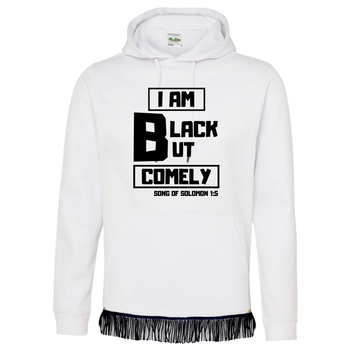 Black But Comely Hoodie with Fringes