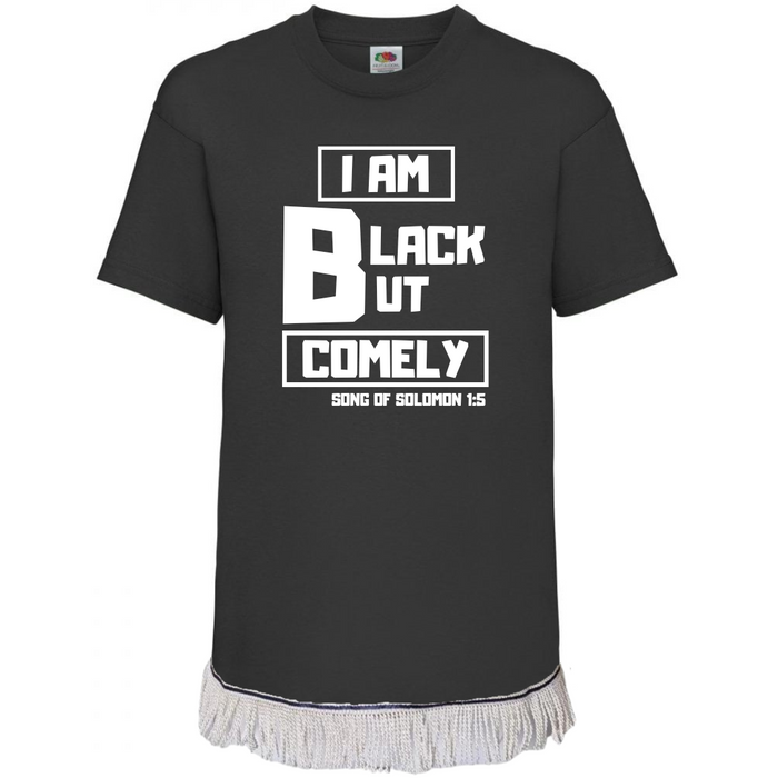 Black But Comely Children's T-Shirt with Fringes (Unisex)