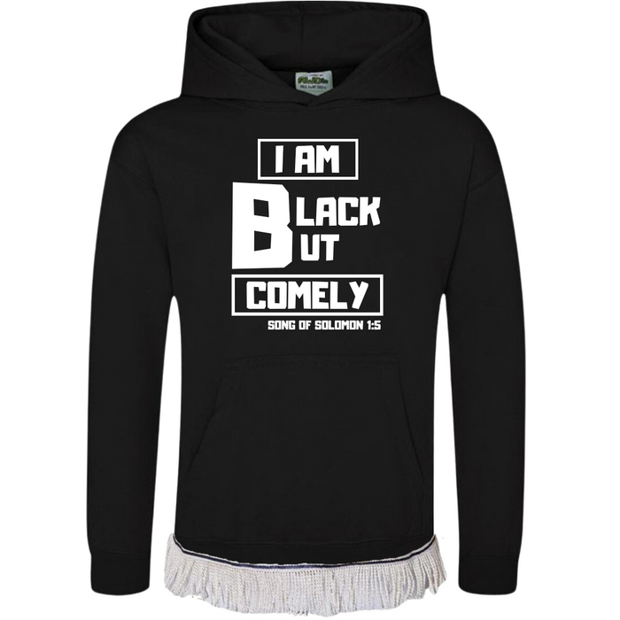 Black But Comely Kids Hoodie with Fringes (Unisex)