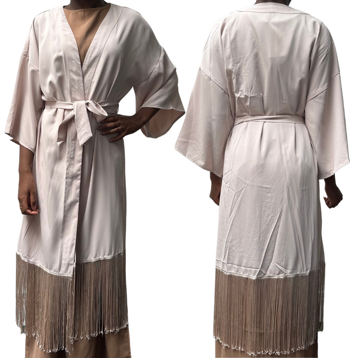 Open Front Fringed Kimono