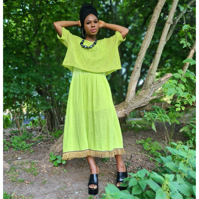 2 Layer Cotton Midi Dress
