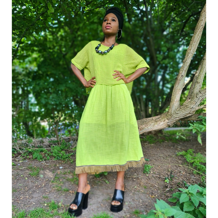 2 Layer Cotton Midi Dress