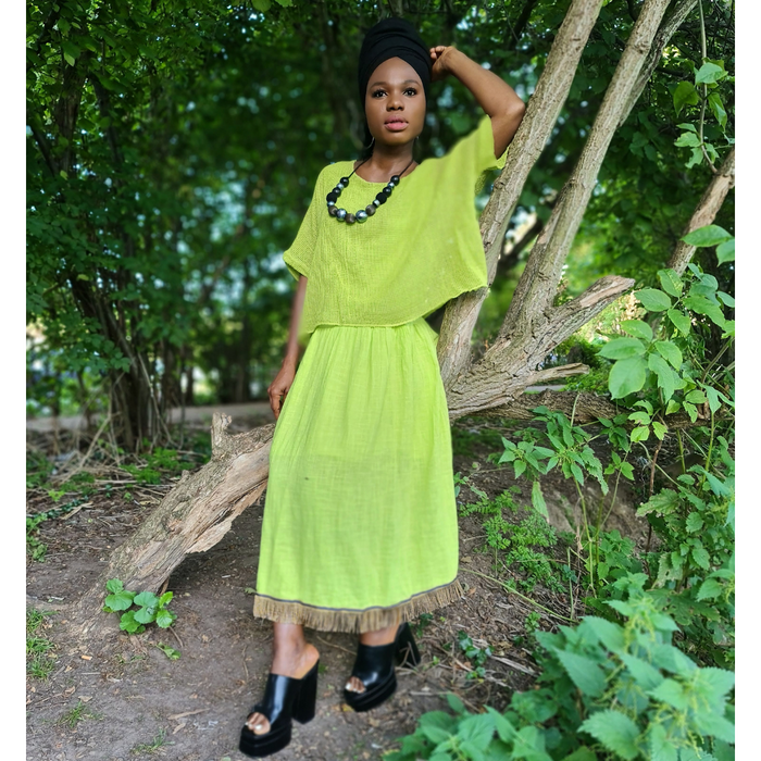 2 Layer Cotton Midi Dress