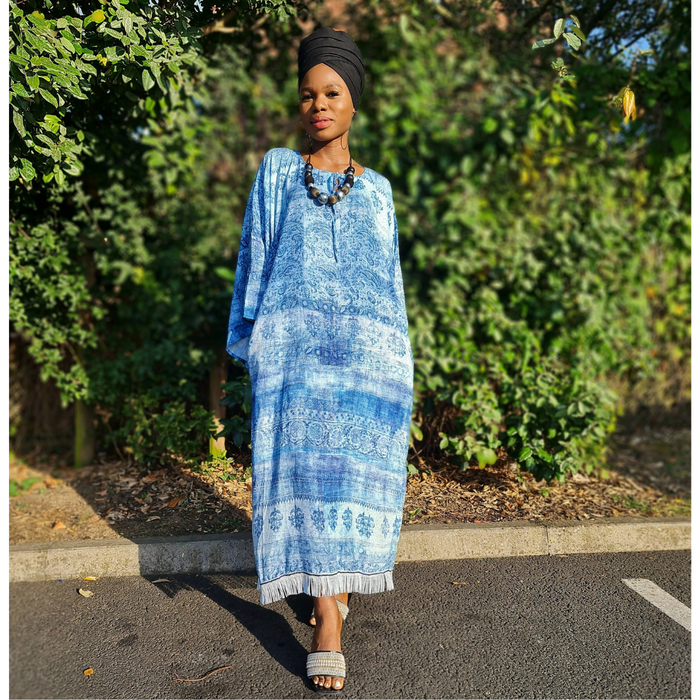 Paisley Print Cotton Kaftan Dress