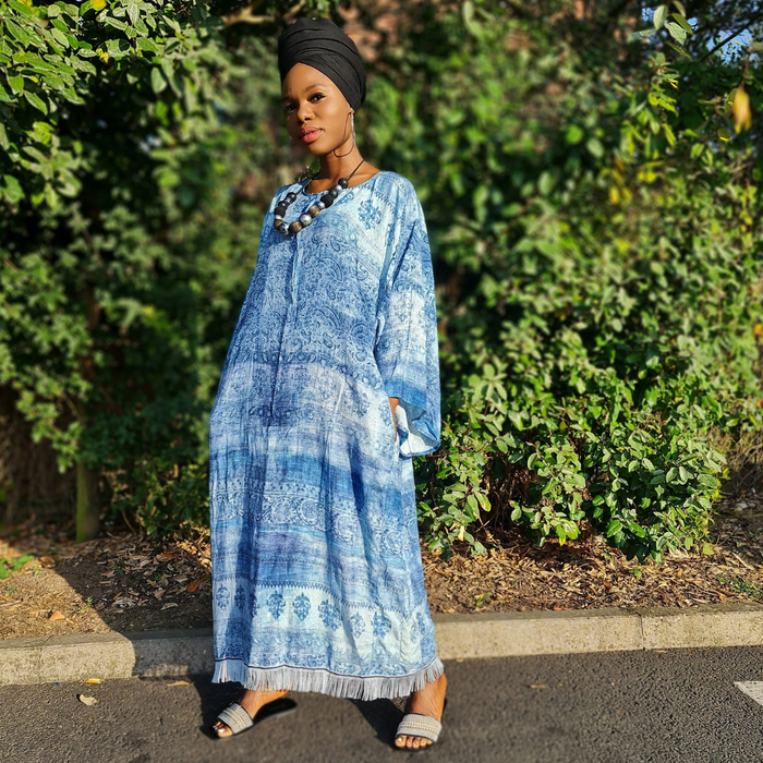 Paisley Print Cotton Kaftan Dress