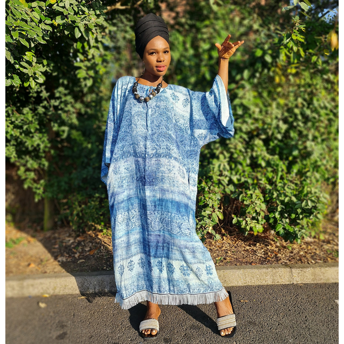 Paisley Print Cotton Kaftan Dress