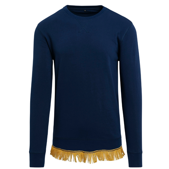 Cotton Crew Sweatshirt with Fringes
