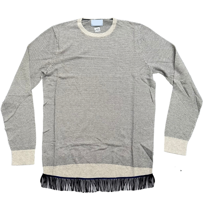 Men's Speckled Cotton Sweater with Fringes
