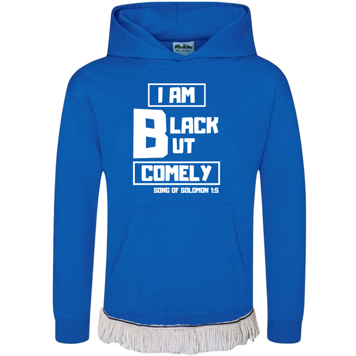 Black But Comely Kids Hoodie with Fringes (Unisex)