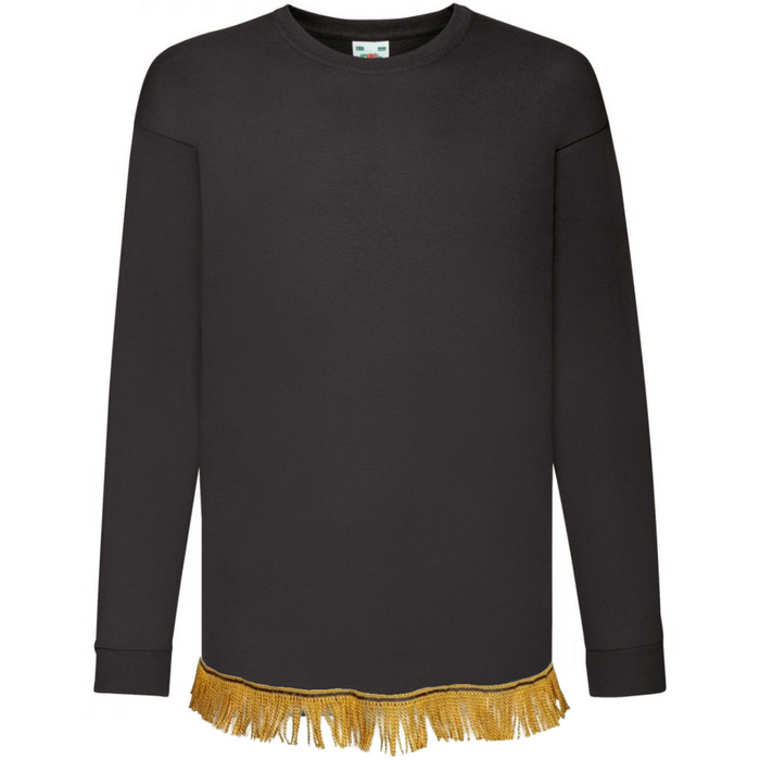 Children's Plain Long Sleeve T-Shirt with Fringes