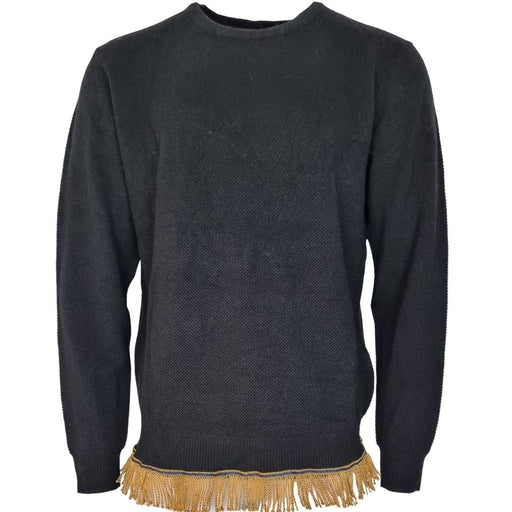 Black Textured Front Sweater with Fringes - Free Worldwide Shipping- Sew Royal US