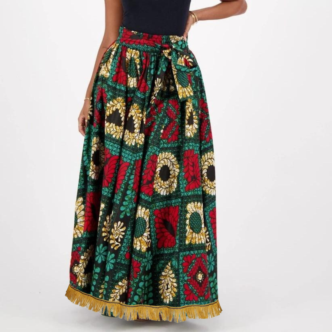 Ankara Maxi Skirt with Pockets (Vibrant Multi)
