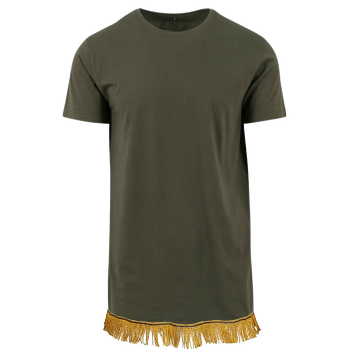Men's Long Shaped Fringed T-Shirt