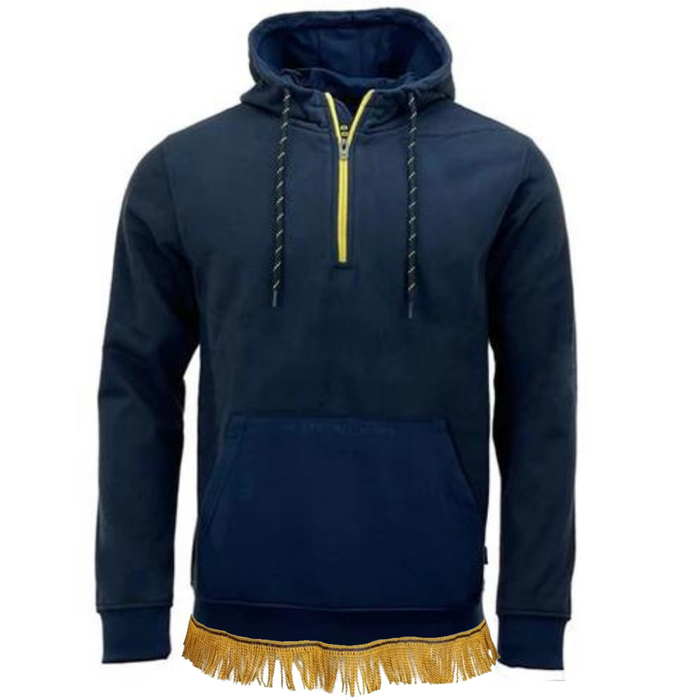 Men's Zip Neck Fleece Hoodie with Fringes