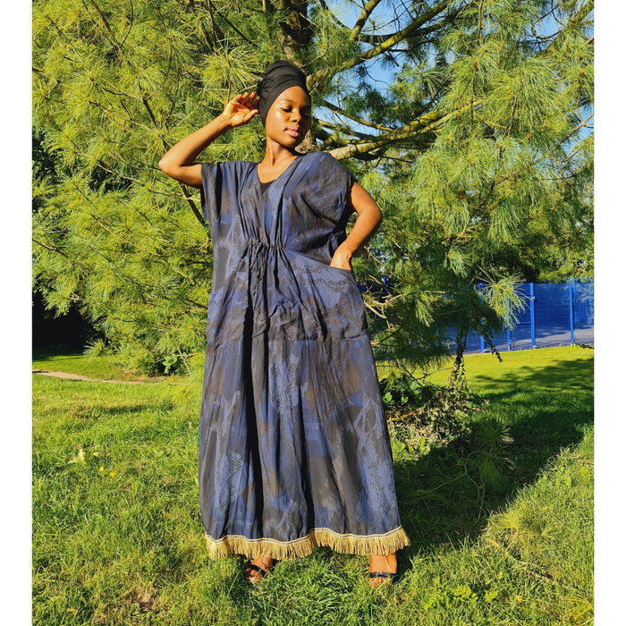 Camo Snake Print Maxi Dress with Pockets