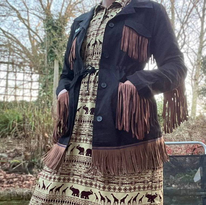Women's Black Suede Fringe Jacket