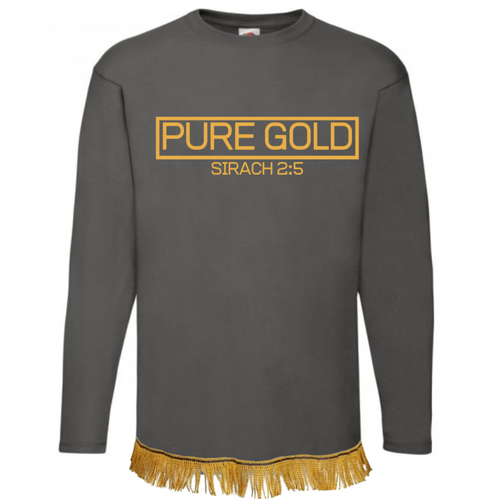 PURE GOLD Long Sleeve Fringed T-Shirt