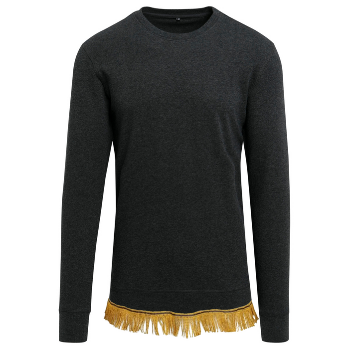 Cotton Crew Sweatshirt with Fringes