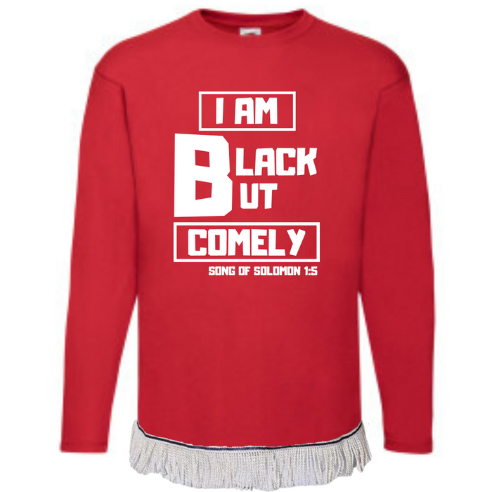 Black But Comely Long Sleeve Fringed T-Shirt