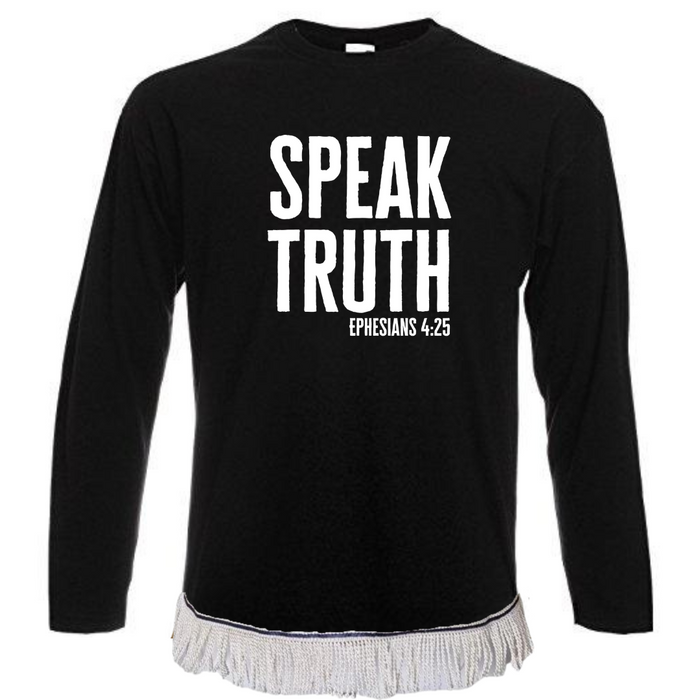 Speak Truth Long Sleeve Fringed T-Shirt