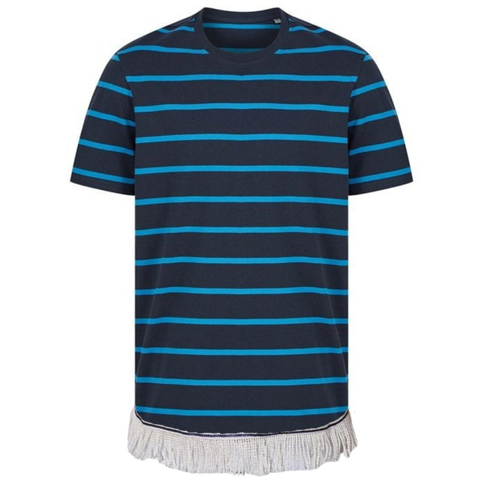 Men's Jersey Striped Fringed T-Shirt