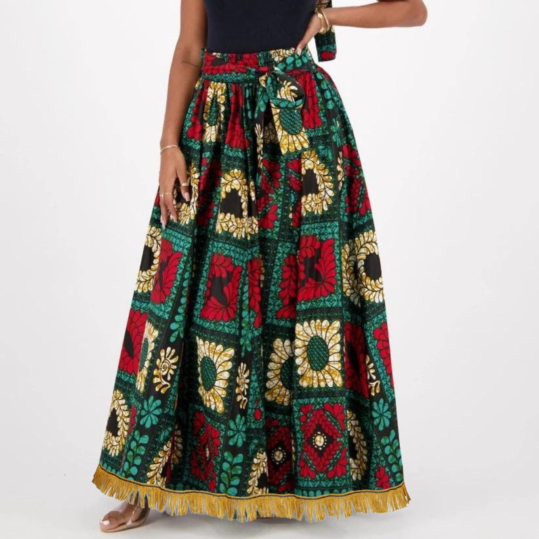Ankara Maxi Skirt with Pockets (Vibrant Multi)