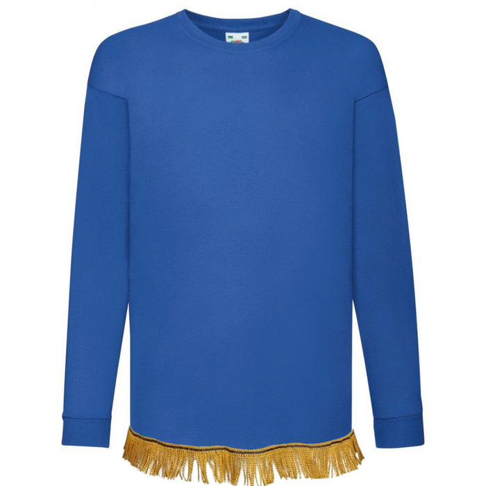 Children's Plain Long Sleeve T-Shirt with Fringes