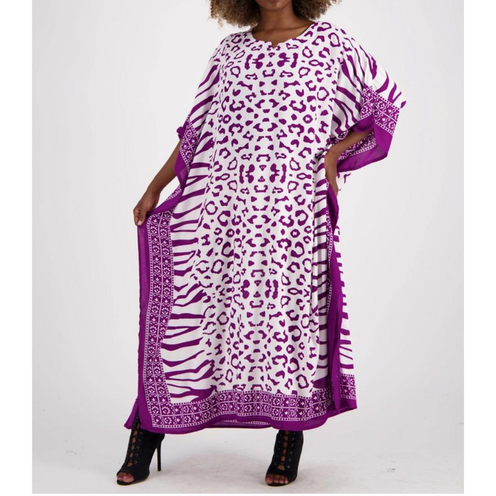 Zebra Print Kaftan Maxi Dress with Headwrap