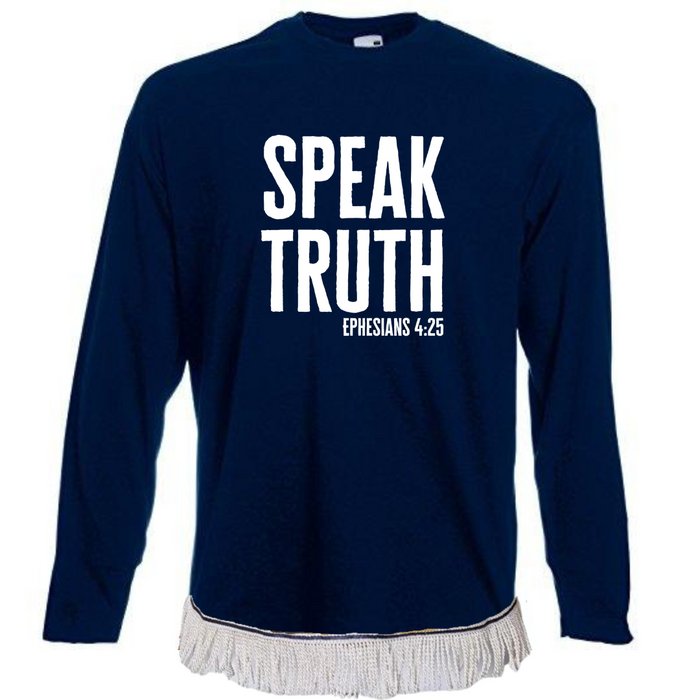 Speak Truth Long Sleeve Fringed T-Shirt
